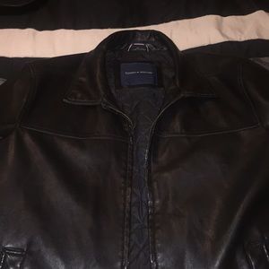 Black leath tommy holder jacket